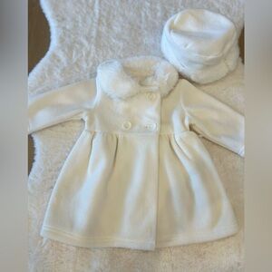 Starting Out Ivory Pea Coat with Matching Hat